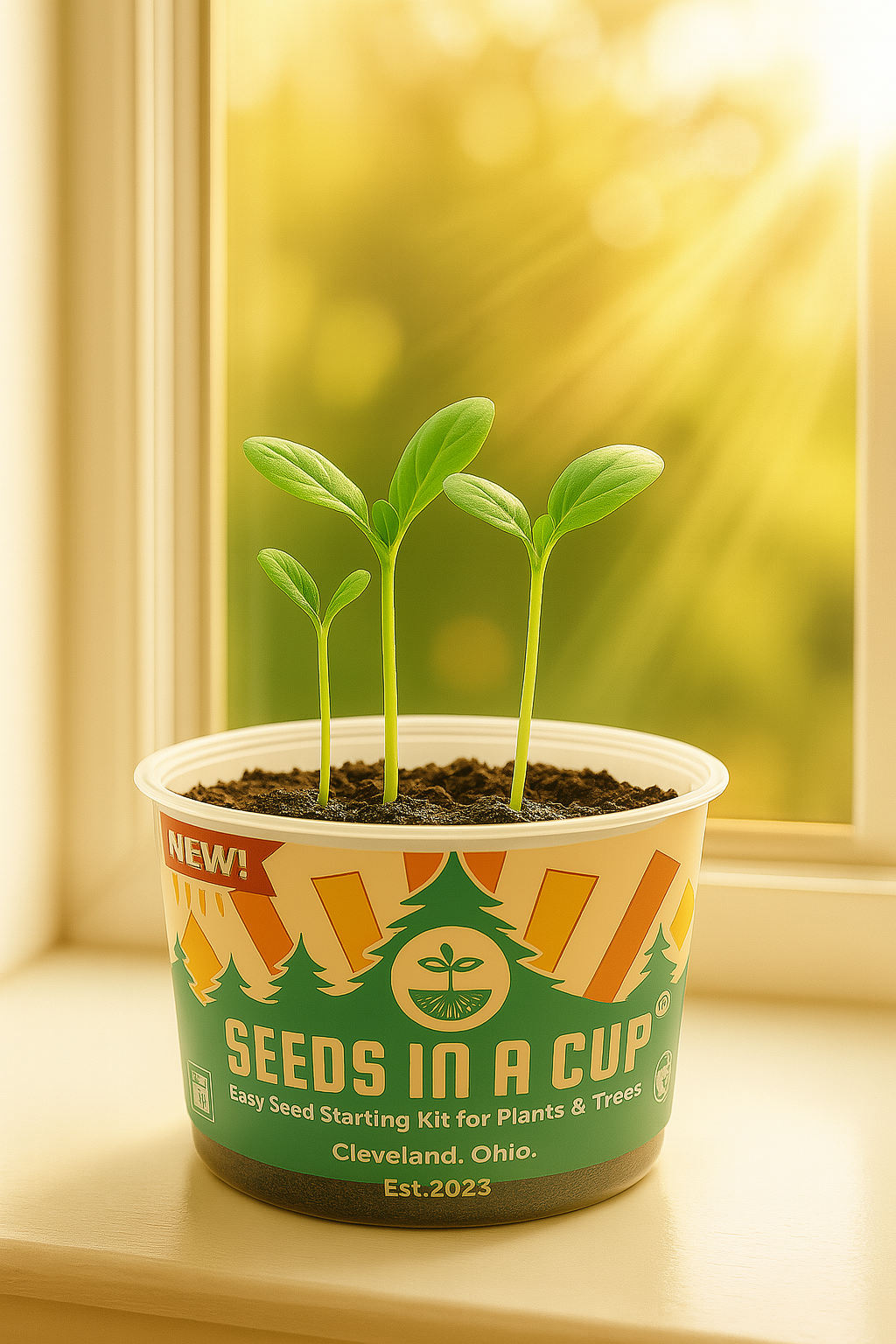 Seeds in a Cup with seedlings growing on a windowsill how to grow from seed