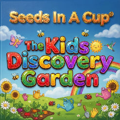 Cover of 'The Kids Discovery Garden' with colorful text and garden-themed illustrations.