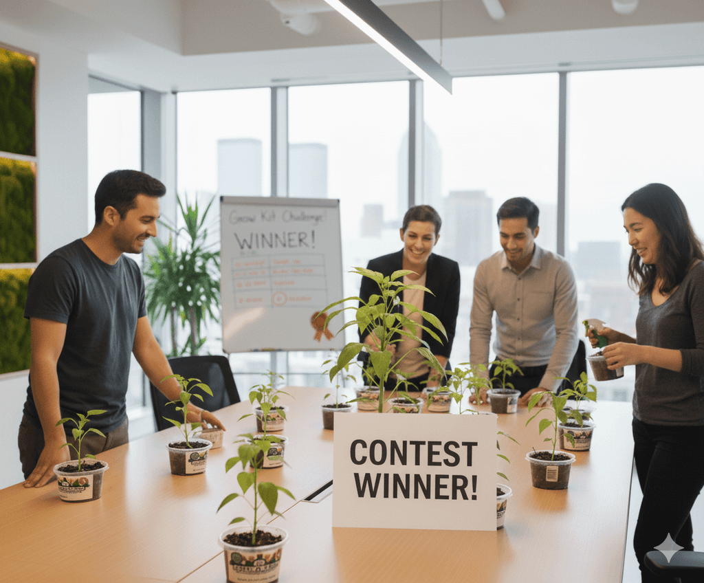 Cabbage (Brassica oleracea var. capitata) kit components: Sustainable recyclable planter, clear  lid for green house effect, and Cleveland, Ohio manufactured nutrient rich  potting soil.