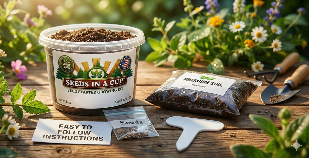 seeds In A Cup collards  grow kit made in Cleveland, Ohio, designed as a fun educational gift for kids and adults that want results.