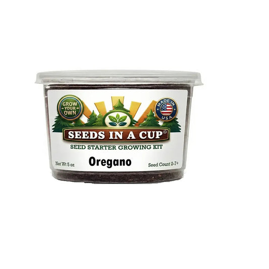 Seeds In A Cup Oregano (Origanum vulgare) Grow Kit - Complete seed starter with recyclable planter, non-GMO seeds, and real potting soil. Hand-assembled in Cleveland, Ohio, USA.