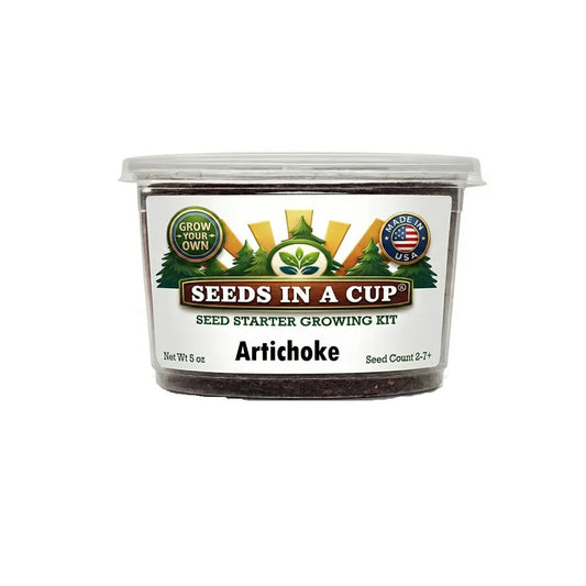 Seeds In A Cup Artichoke (Cynara cardunculus) Grow Kit - Complete seed starter with recyclable planter, non-GMO seeds, and real potting soil. Hand-assembled in Cleveland, Ohio, USA.
