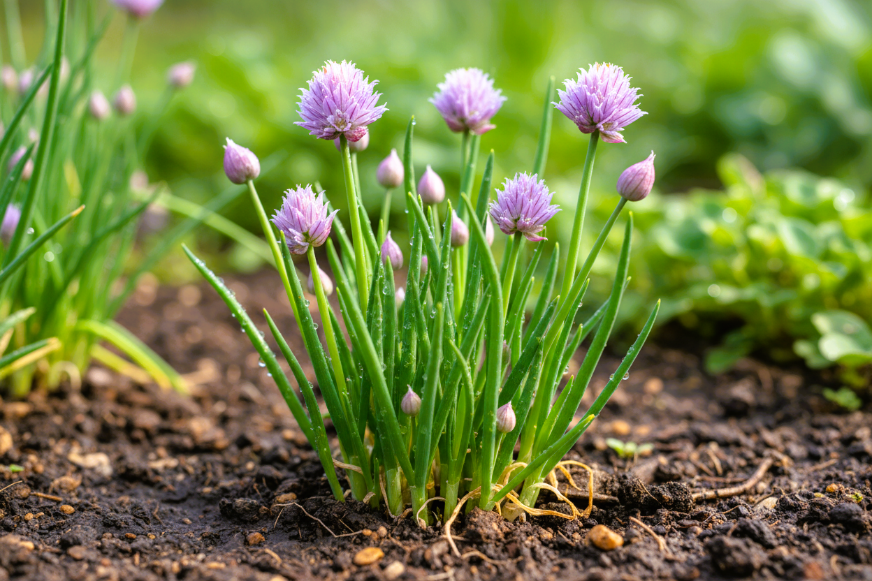 Sprouted Chives (Allium schoenoprasum) in a Seeds In A Cup planter. Validating the nutrient density and root health support of our professional real potting soil.