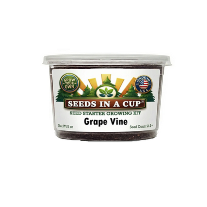 grow a grape vine with seeds in a cup brands grape vine grow kit, real potting soil, recyclable planter, and non gmo seeds. easy to use.