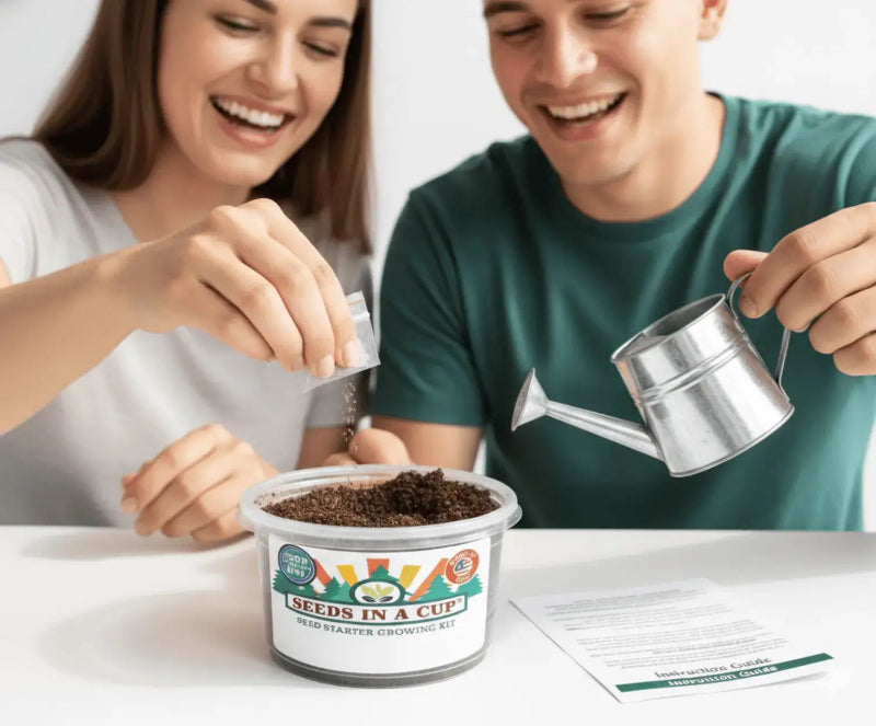 DIY home decor project: Dill (Anethum graveolens) seeds being planted slowly  into a clevland made grow kit that has  real potting soil for guaranteed results.