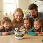 Therapeutic indoor gardening: Activating the Seeds In A Cup Tangerine (Citrus reticulata) kit by adding water to real soil and sealing with the moisture lid.