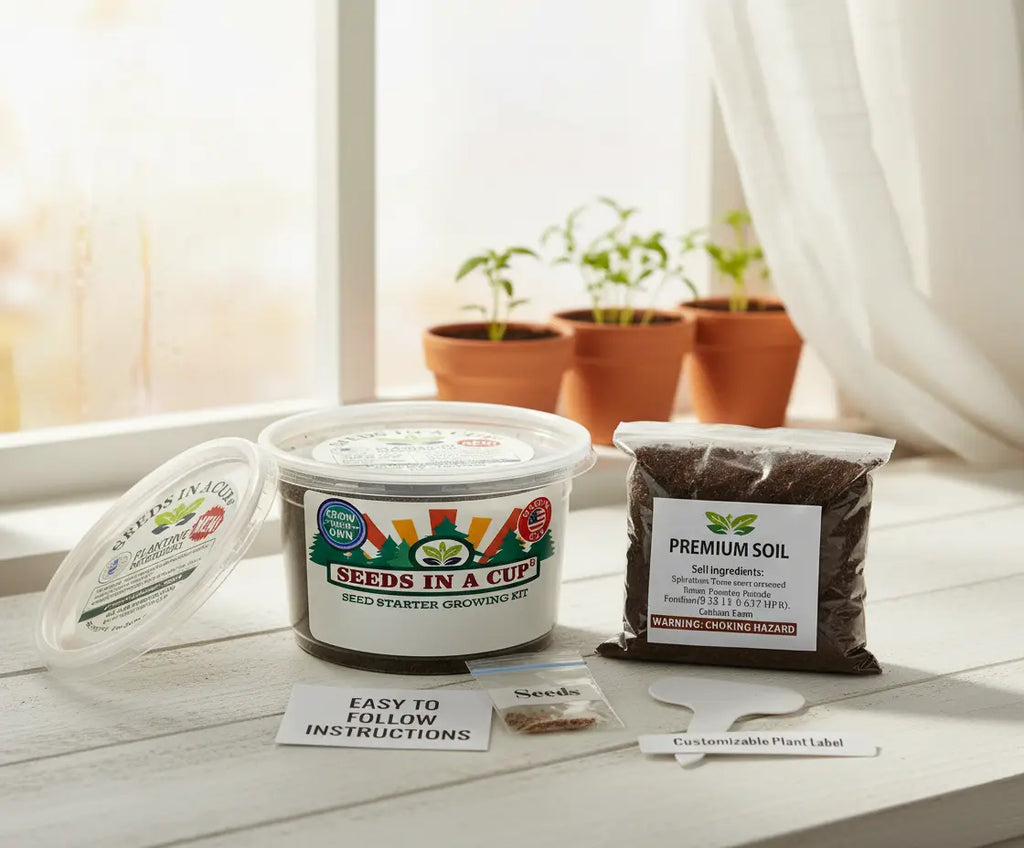 Eco-conscious gardening activity: Simply hydrate the Seeds In A Cup real soil medium before sowing the non-GMO Jalapeño Pepper (Capsicum annuum 'Jalapeño') seeds.