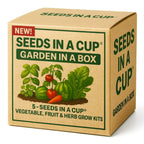  Seeds In A Cup Garden In A Box (Pick 5): A customizable professional gardening set manufactured in Cleveland, Ohio. Choose five USA-grown seed varieties featuring real nutrient-dense soil and recyclable planters.