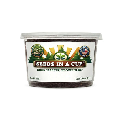 Seeds In A Cup American Flax (Linum lewisii) Grow Kit - Complete seed starter with recyclable planter, non-GMO seeds, and real potting soil. Hand-assembled in Cleveland, Ohio, USA.